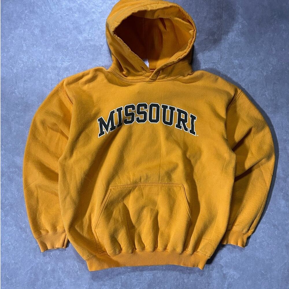 90's Vintage Mizzou Tigers Yellow Hoodie -L